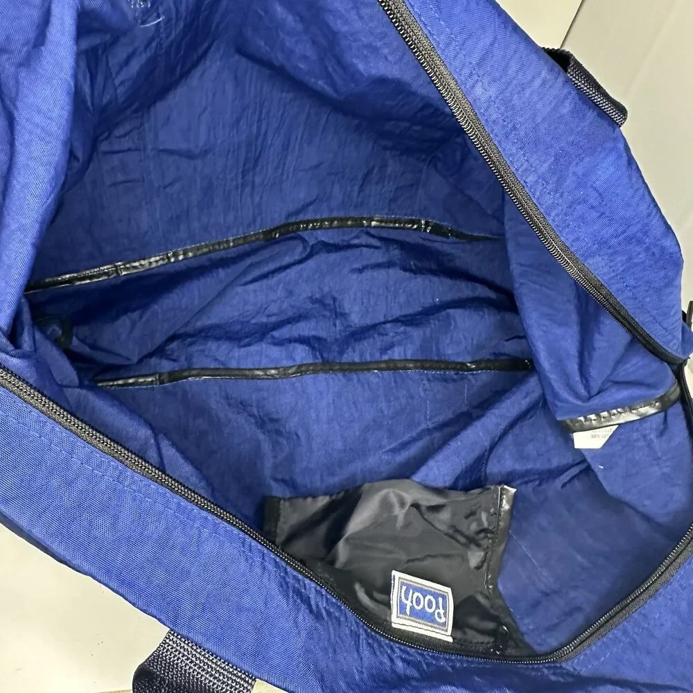 Vintage Winnie the Pooh Duffle Bag Blue Nylon Disney Travel Gym Weekend Tote